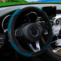 Universal Fit PU Carbon Fiber Leather Car Steering Wheel Cover 14.5-15 Inch No Inner Ring Required Vehicle Decoration Accessory