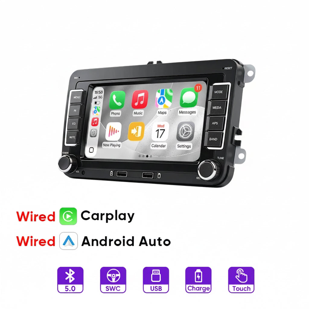 Autoradio Touch Screen for VW Golf 5 T5 Polo 5 Passat B6 B7 Tiguan Jetta MK6 Wireless Carplay Android Auto Mirror Link FM USB Intelligent Multimedia Display Multimédia Voiture Accessoires Coche Pantalla Vehículo Systèmes Intelligents Auto 2 Din 7In