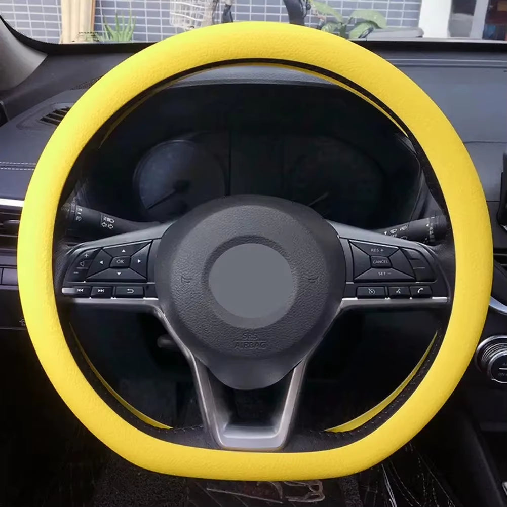 Non-Slip Silicone Steering Wheel Cover Summer Breathable Elastic Universal Fit 38Cm Car Steering Wheel Protector Accessory